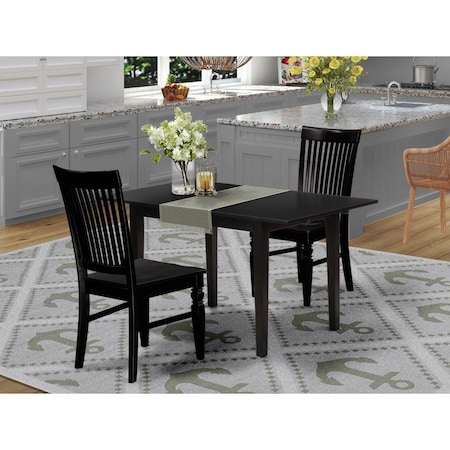 East West Furniture 3 Piece Norfolk Rectangular Dinette Set - Black NOWE3-BLK-W